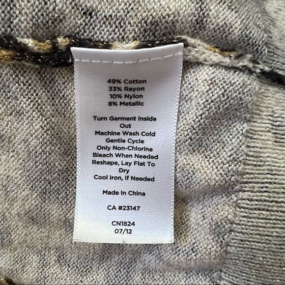 Talbots Petites Black + Gold Metallic Damask Print Long Sleeve Cardigan SP - Picture 8 of 8